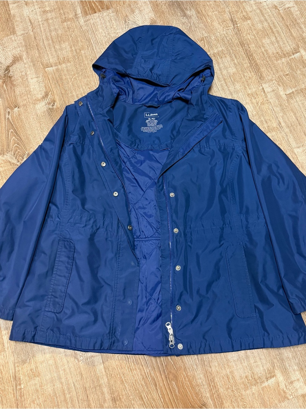 L.L.Bean H2OFF PrimaLoft Rain Jacket Women’s XL Petite Navy Blue Hooded
